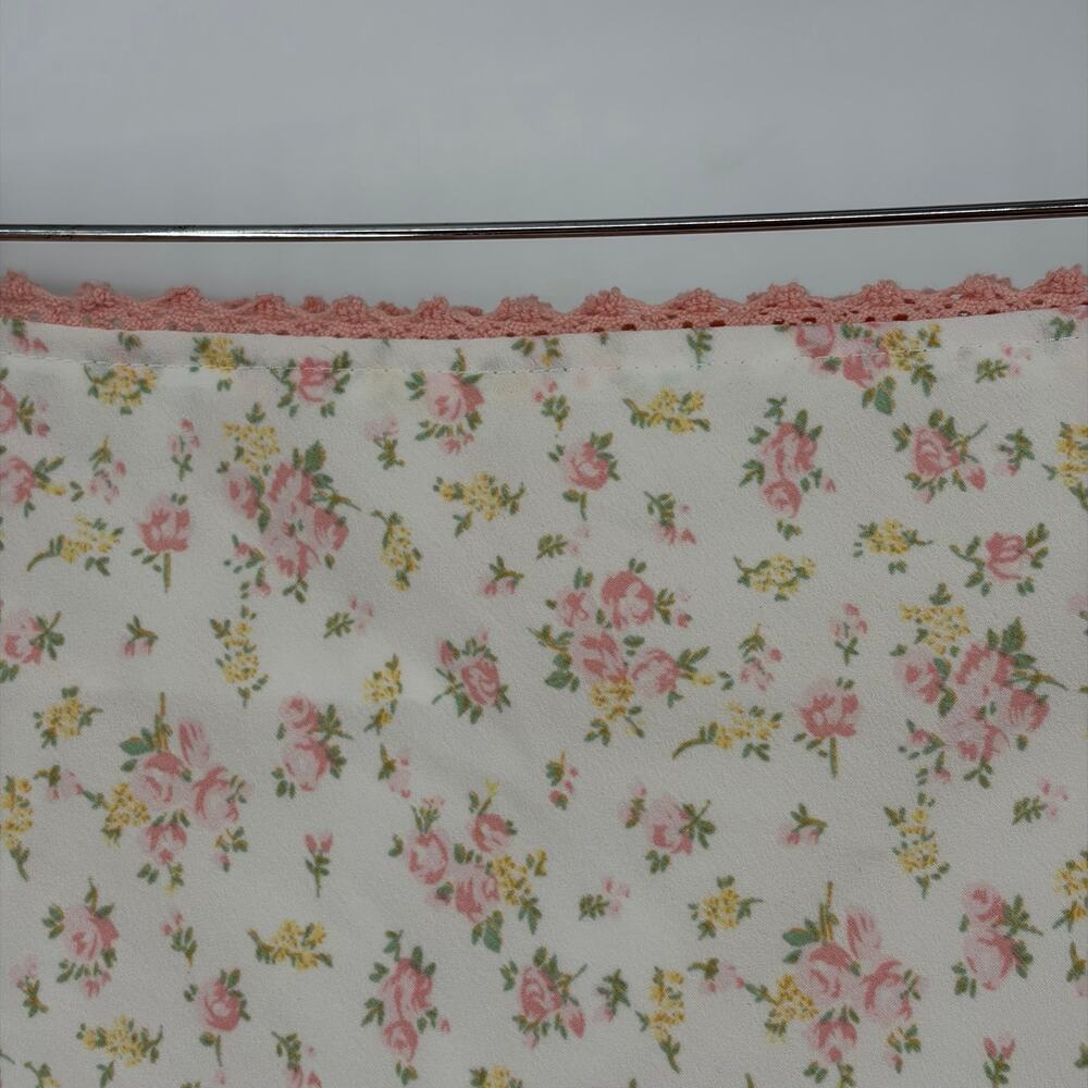 BaeVely Cottagecore Micro Floral Maxi Skirt Sz L Lace Trim Coquette Romantic - Picture 4 of 11